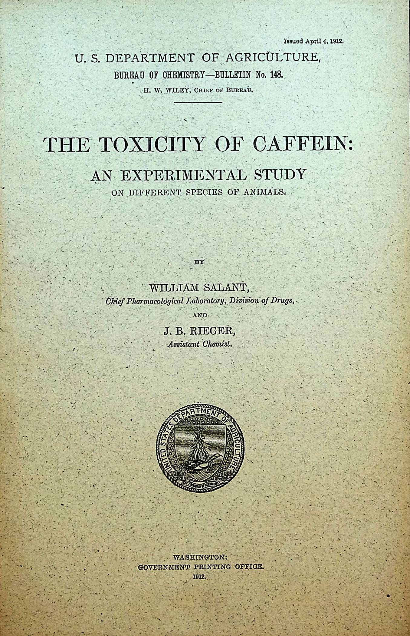 Image for The toxicity of caffein: An experimental study on different species of animals