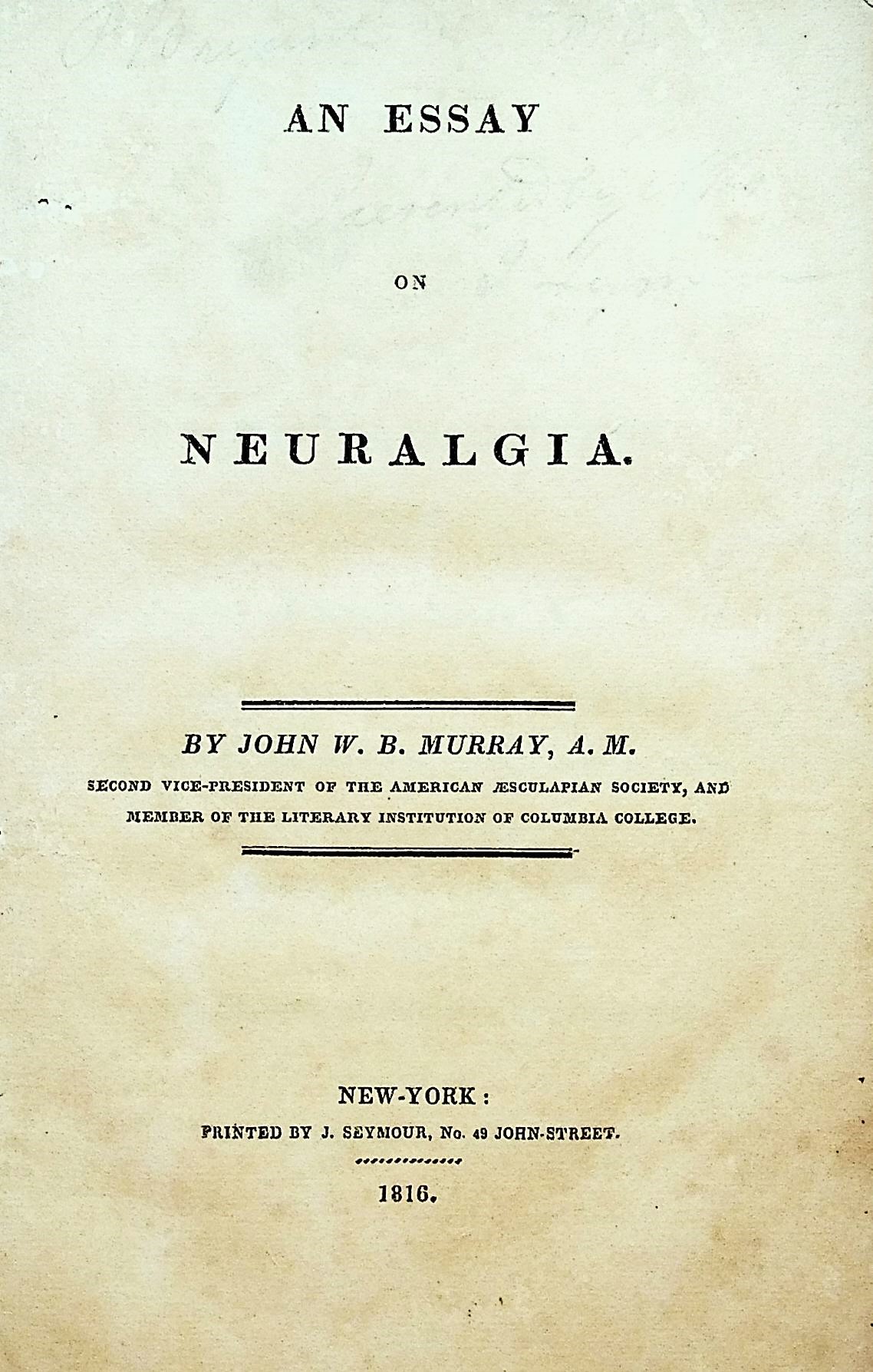 Image for An Essay on Neuralgia