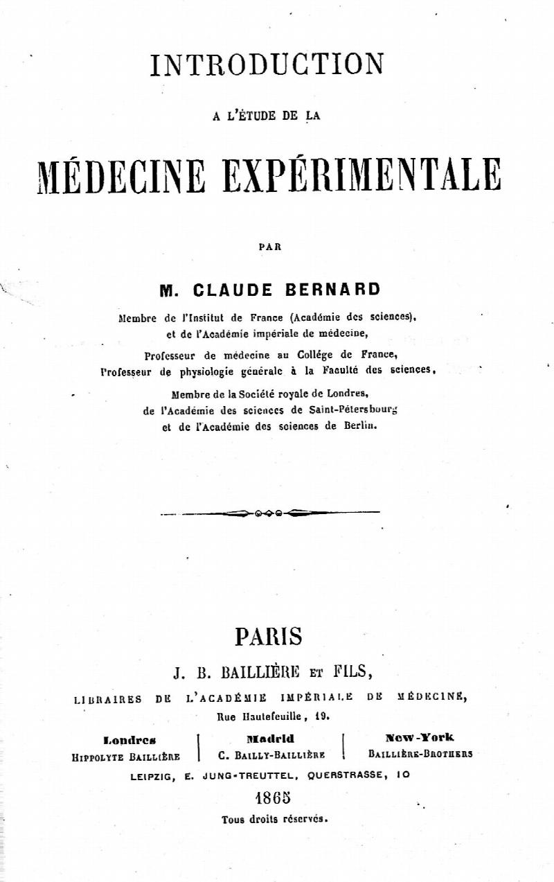 Image for Introduction a l'Etude de la Medecine Experimentale