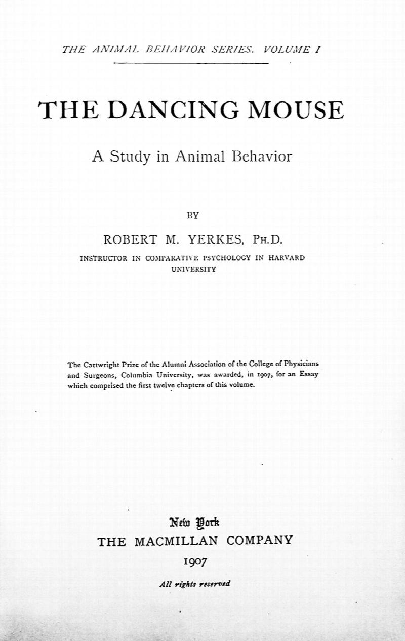 Image for The Dancing Mouse: A Study in Animal Behavior