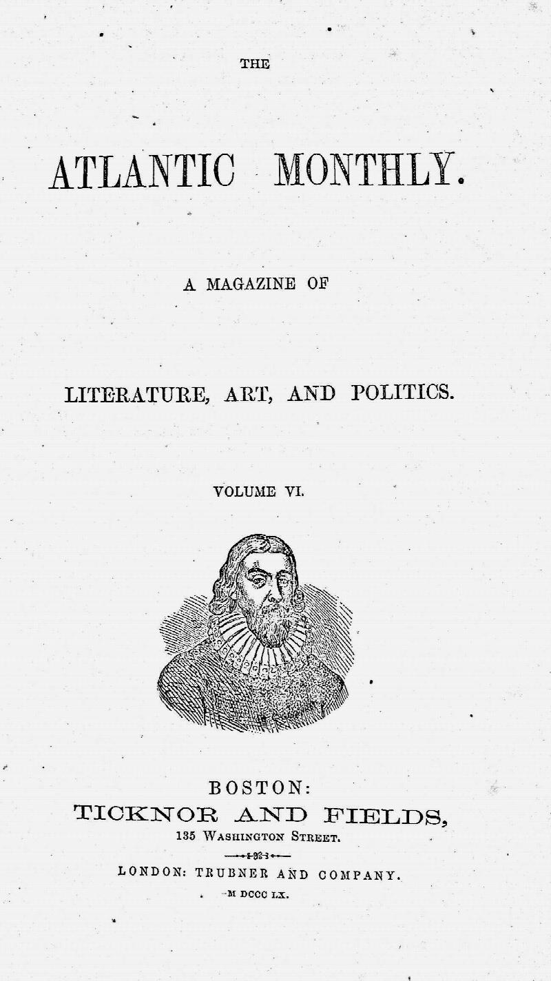 Image for Atlantic Monthly Volume VI, 1860