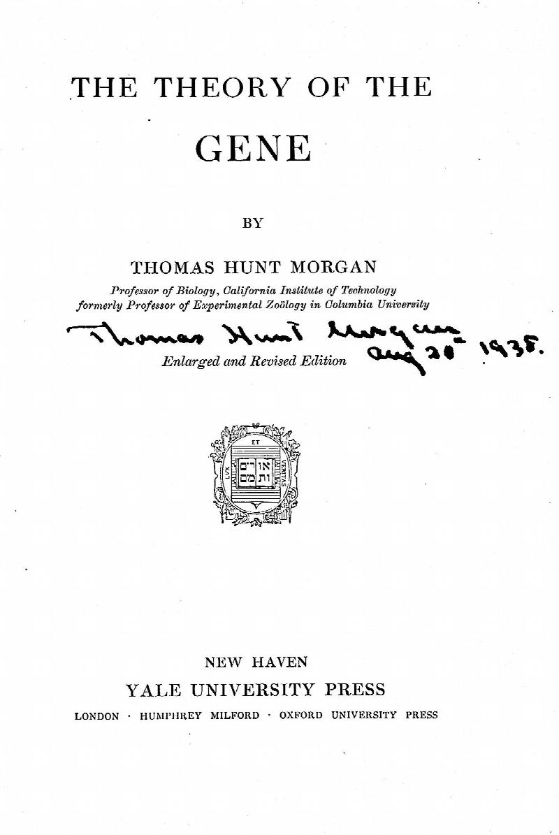 Image for The Theory of the Gene. Enlarged and Revised Edition