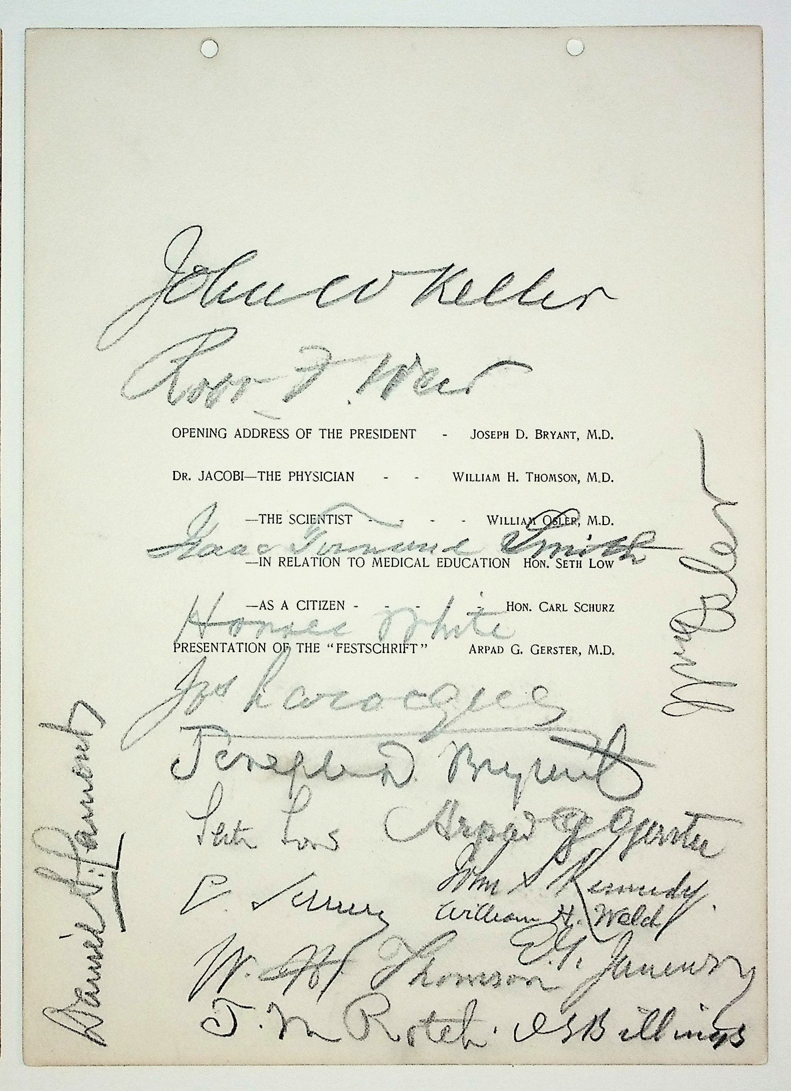 Dinner in Honor of Doctor A. Jacobi on the Seventieth Anniversary of his birthday, Saturday, May the fifth,, nineteen hundred, at Delmonico's [original 3-leaf program/menu], TOGETHER WITH Proceedings and Addresses at the Complimentary Dinner Tendered to Dr. A. Jacobi on the Occasion of the Seventiet