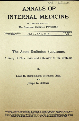 Image for The Acute Radiation Syndrome: A Study of Nine Cases and a Review of the Problem