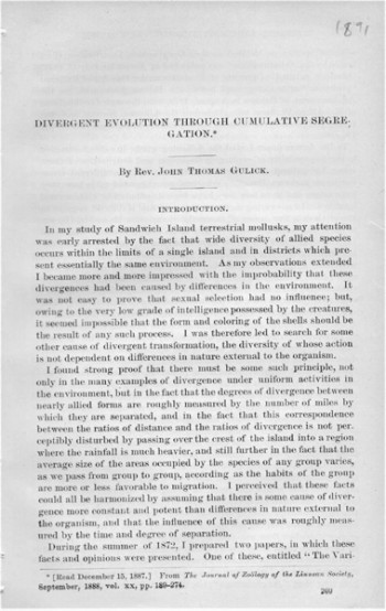 Image for Divergent Evolution Through Cumulative Segregation