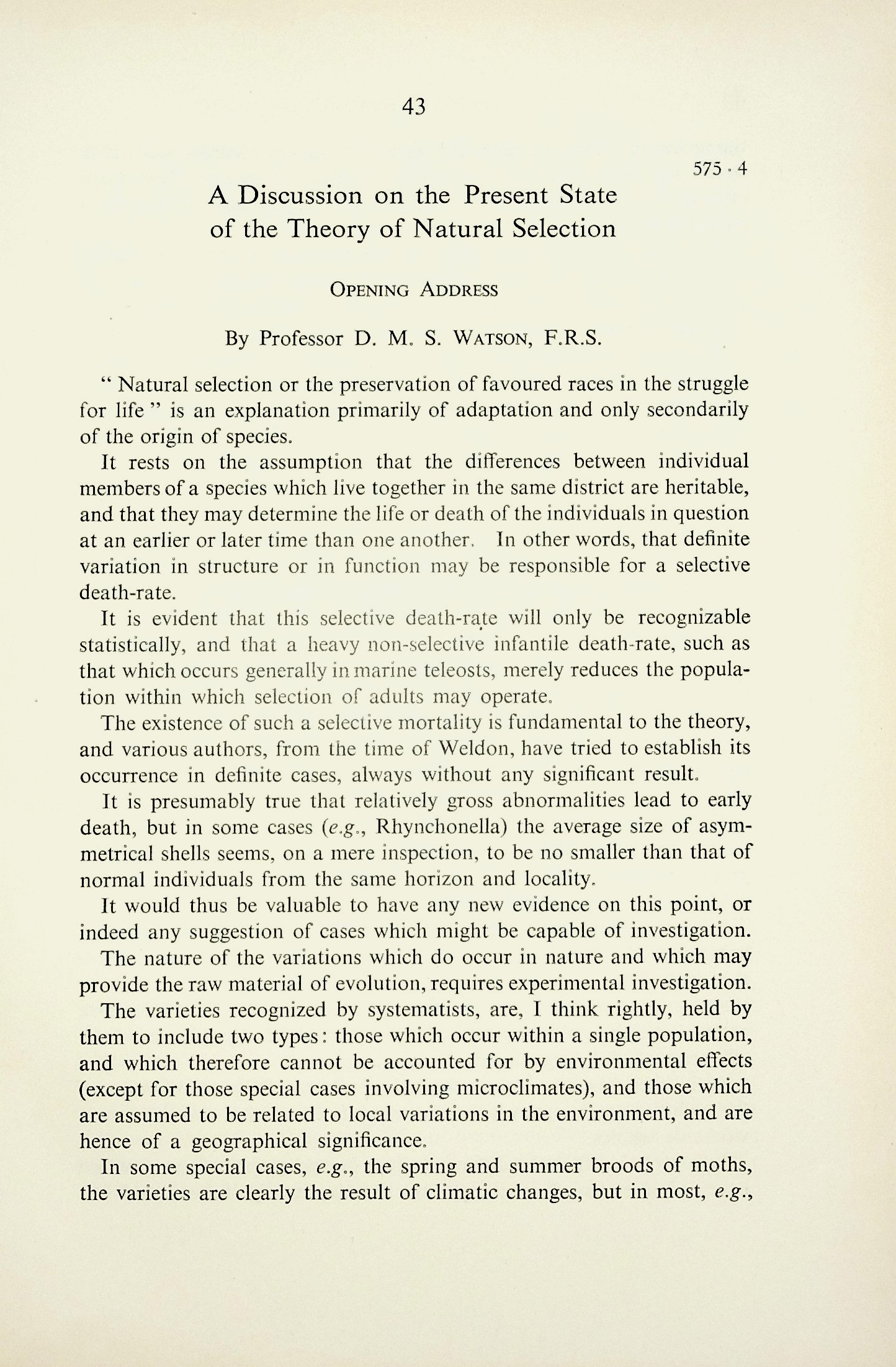 Image for A discussion on the present state of theory of natural selection. Proceedings of the Royal Society, Series B, Vol. 121 (820): 4373 A discussion on the present state of theory of natural selection. Proceedings of the Royal Society, Series B, Vol. 121 (820): 4373