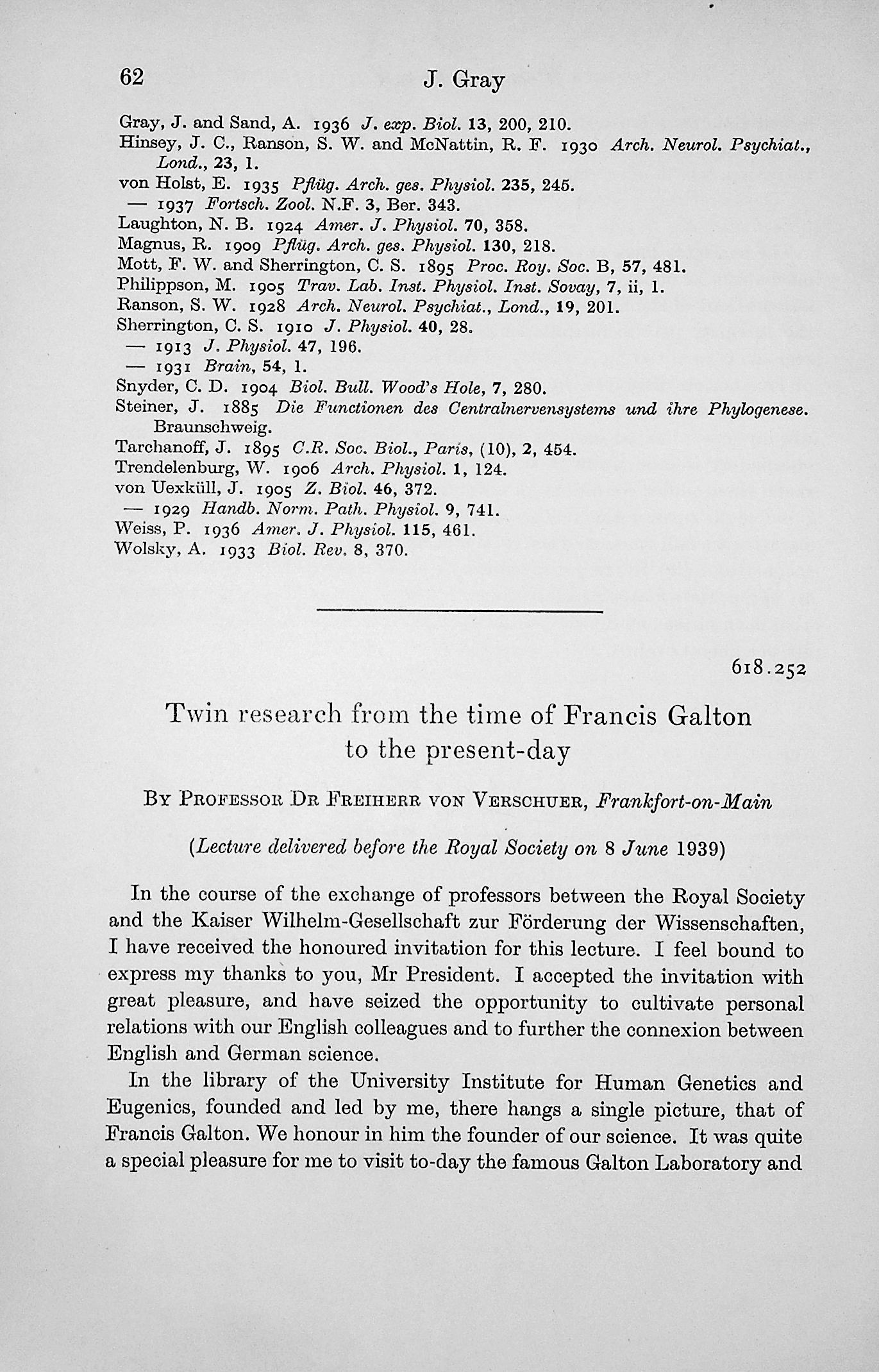 Image for Twin research from the time of Francis Galton to the present-day. Proceedings of the Royal Society, Series B, Vol. 128 (850): 6281 Twin research from the time of Francis Galton to the present-day. Proceedings of the Royal Society, Series B, Vol. 128 (850): 6281